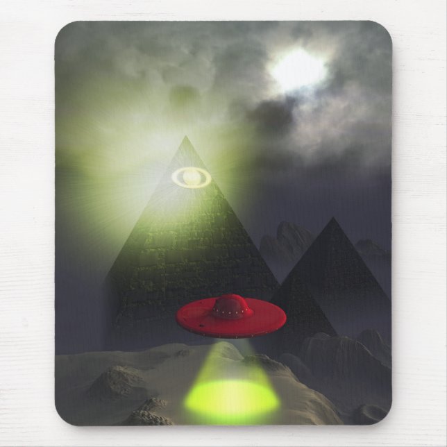 Alfombrilla De Ratón Pirámide Illuminati y Mousepad de OVNI (Frente)