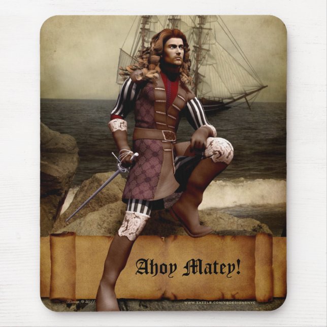 Alfombrilla De Ratón Pirata - Ahoy Matey - Personalizable Mousepad (Frente)