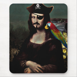 Alfombrilla De Ratón Pirata Mona Lisa con bigote