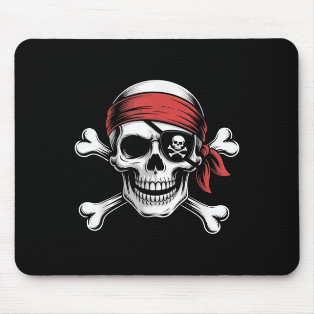 Alfombrilla De Ratón Pirate Lazy Skull Bandana Halloween Disfraces Bo (Frente)