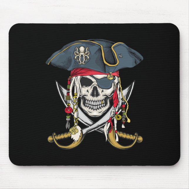Alfombrilla De Ratón Pirate Skull Halloween Niños Chicas Niños adolesce (Frente)