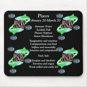Alfombrilla De Ratón Pisces Nacimiento Rótulo Zodiac Mouse Pad