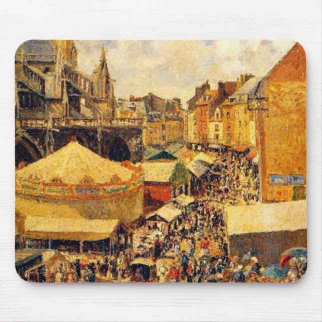 Alfombrilla De Ratón Pissarro: La feria en Dieppe, Sunny Morning (Frente)