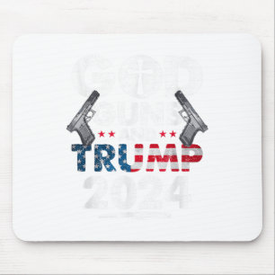 Alfombrilla De Ratón Pistolas De Dios Y Bandera Estadounidense De Trump