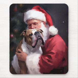 Alfombrilla De Ratón Pitbull con Santa Claus Navideño Festivo