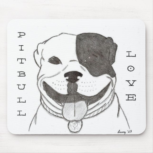 Alfombrilla De Ratón Pitbull Love Mousepad (Frente)