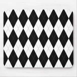 Alfombrilla De Ratón Pitch Black Argyle White Diamond Shape