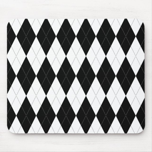 Alfombrilla De Ratón Pitch Black Argyle White Diamond Shape (Frente)