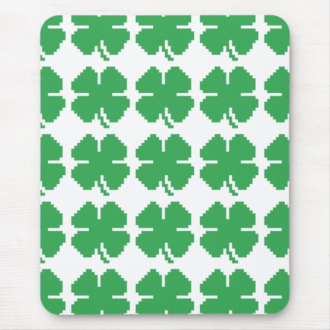 Alfombrilla De Ratón Pixel Lucky Four Leaf Clover de 8 bits (Frente)