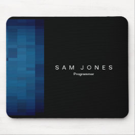 Alfombrilla De Ratón Píxel negro moderno N azul