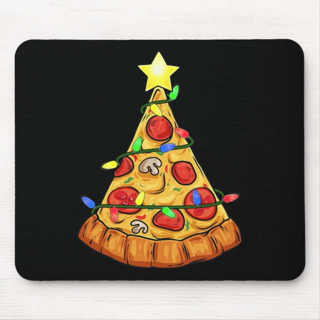 Alfombrilla De Ratón Pizza Árbol de Navidad enciende niños divertidos N (Frente)
