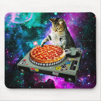 Alfombrilla De Ratón Pizza de gato dj espacial