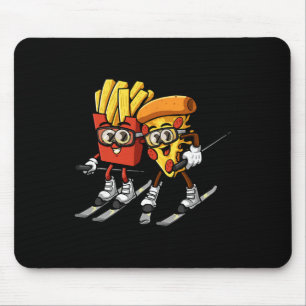 Alfombrilla De Ratón Pizza Papas Fritas Esquí Divertido Esquiador Comid