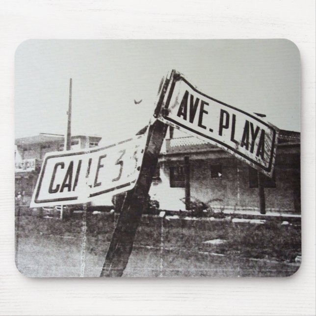 Alfombrilla De Ratón Placa de calle blanco y negro (Frente)