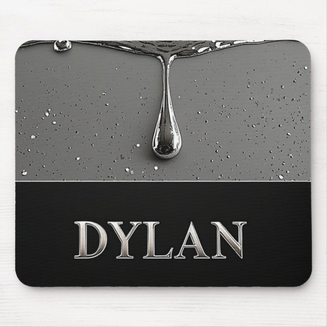 Alfombrilla De Ratón Placa de identificación Dylan Chrome con gotas de  (Frente)