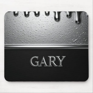 Alfombrilla De Ratón Placa de nombre de cromo Gary con gotas de metal l