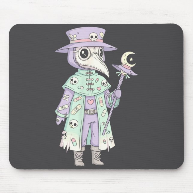 Alfombrilla De Ratón Plague Doctor Gothic Pastel Cute Moth Face Mask Oc (Frente)