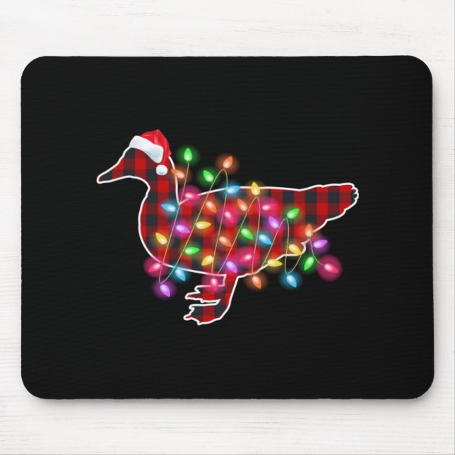 Alfombrilla De Ratón Plaid Buffalo Duck Christmas Pajamas Xmas Lights F (Frente)