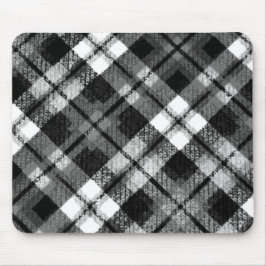 Alfombrilla De Ratón Plaid Check Tartan Black White Farmhouse Moderno