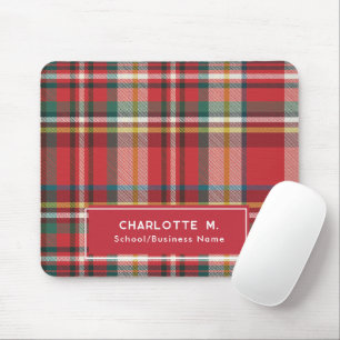 Alfombrilla De Ratón Plaid Clásico Personalizado Rojo Colorido