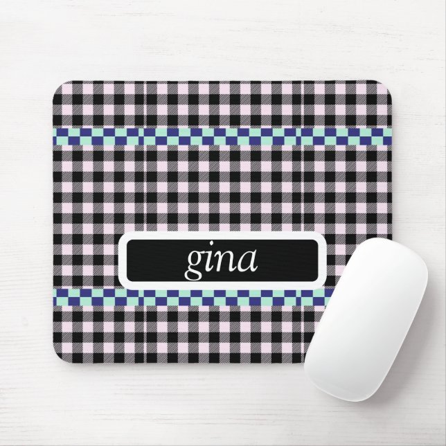 Alfombrilla De Ratón Plaid Gingham Personalizado (Con ratón)
