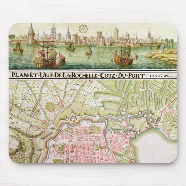 Alfombrilla De Ratón Plan de la ciudad de La Rochelle, 1736 (Frente)