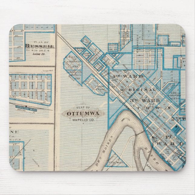 Alfombrilla De Ratón Planes de Ottumwa, Russell, Scranton (Frente)