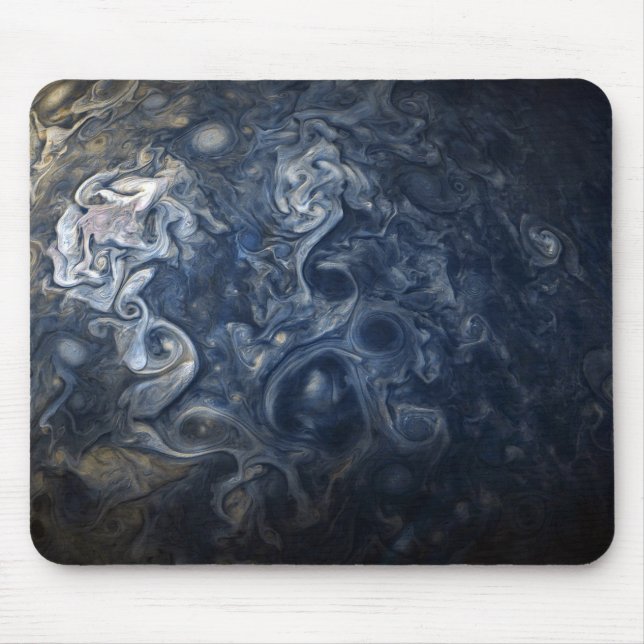 Alfombrilla De Ratón Planet Jupiter Blues Blue White Juno Cam Swirling (Frente)