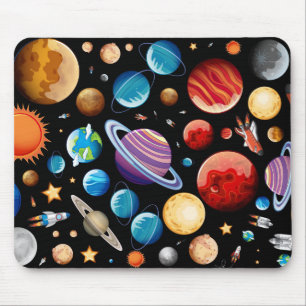 Alfombrilla De Ratón Planetas y buques de cohetes