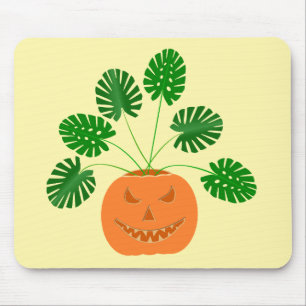 Alfombrilla De Ratón Planta Monstera de Halloween en Calabaza