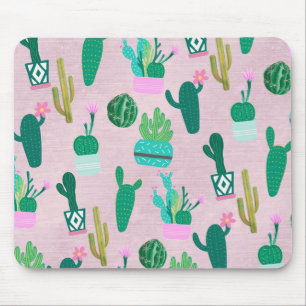 Alfombrilla De Ratón Plantas Cactus Cactáceos del Suroeste Rústico Rosa