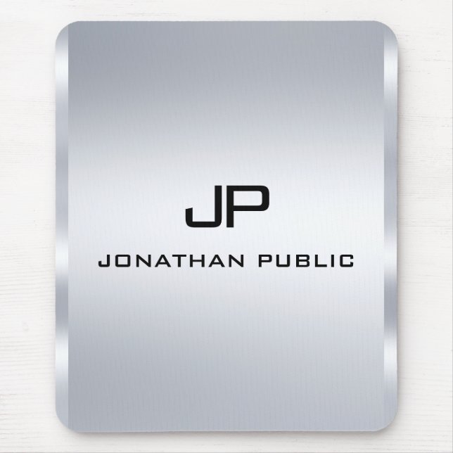 Alfombrilla De Ratón Plantilla de aspecto metálico plateado monograma v (Frente)