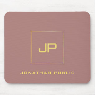 Alfombrilla De Ratón Plantilla de Monograma Dorado personalizado Elegan