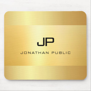Alfombrilla De Ratón Plantilla de monograma elegante burro dorado