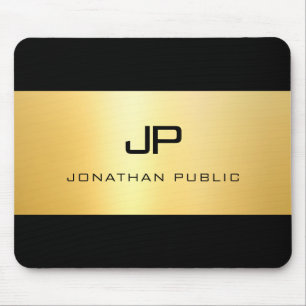 Alfombrilla De Ratón Plantilla de monograma elegante burro dorado