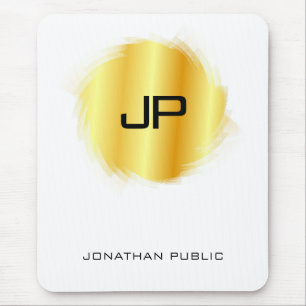 Alfombrilla De Ratón Plantilla de Monograma Moderno con aspecto metálic