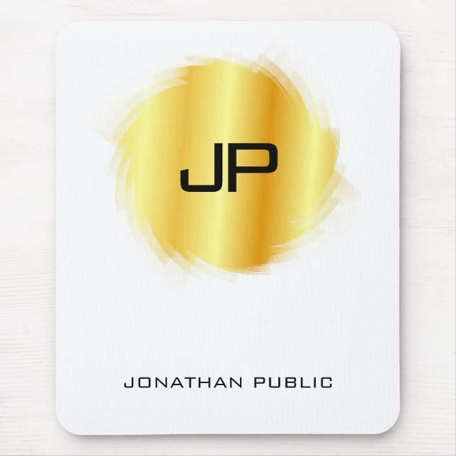 Alfombrilla De Ratón Plantilla de Monograma Moderno con aspecto metálic (Frente)