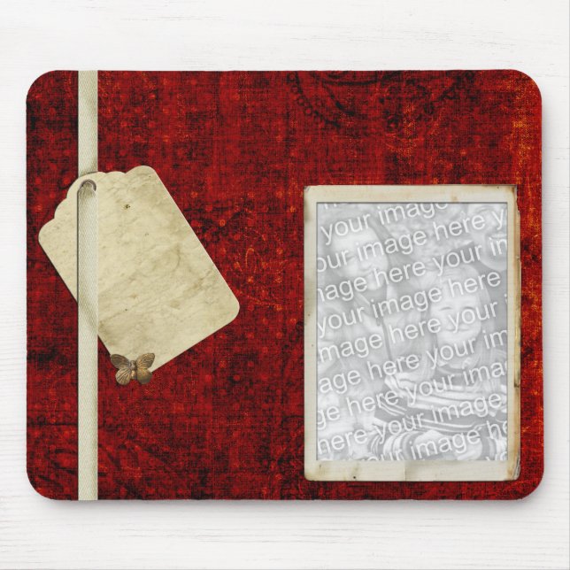 Alfombrilla De Ratón Plantilla roja del mousepad de la foto (Frente)