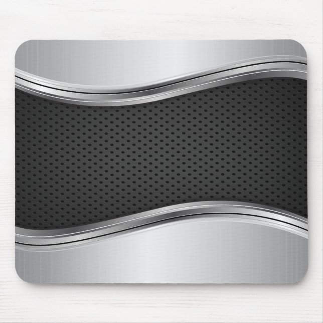 Alfombrilla De Ratón Plata metálica moderna negra (Frente)