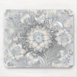 Alfombrilla De Ratón Plata neutral floral elegante lamentable del