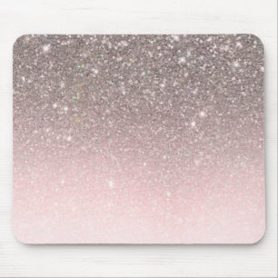 Alfombrilla De Ratón Plata y rosa suave con brillo glam femenino