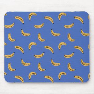 Alfombrilla De Ratón Plátanos gráficos azules - patrón audaz de frutas