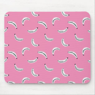 Alfombrilla De Ratón Plátanos gráficos rosados - patrón audaz de frutas