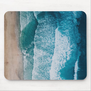 Alfombrilla De Ratón Playa de arena de las olas del océano azul