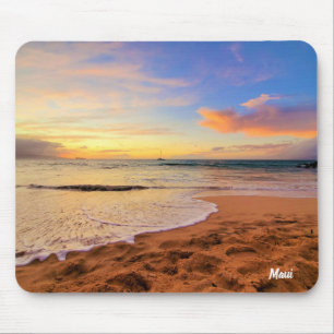 Alfombrilla De Ratón Playa de arena y atardecer