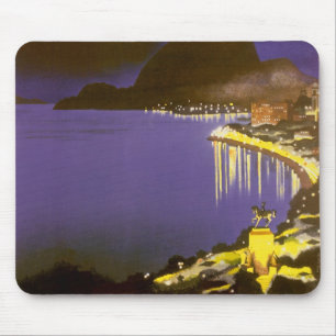 Alfombrilla De Ratón Playa de Vintage de noche en Río de Janeiro, Brasi
