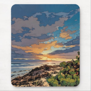 Alfombrilla De Ratón Playa del océano de colores vivos Mousepad