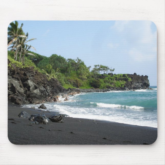 Alfombrilla De Ratón Playa negra volcánica de la arena en el mousepad (Frente)