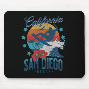 Alfombrilla De Ratón Playa San Diego California Surf Vintage Vacaciones