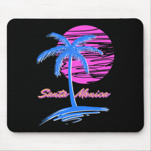 Alfombrilla De Ratón Playa Santa Monica Outrun 80 Vaporwave estético